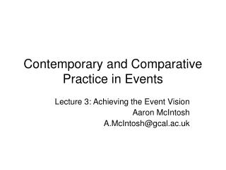 Contemporary and Comparative Practice in Events
