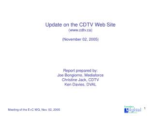 Meeting of the E+C WG, Nov. 02, 2005
