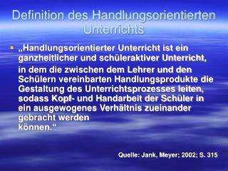 Definition des Handlungsorientierten Unterrichts