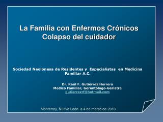 La Familia con Enfermos Crónicos Colapso del cuidador