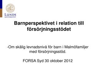 Barnperspektivet i relation till försörjningsstödet