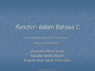 Function dalam Bahasa C