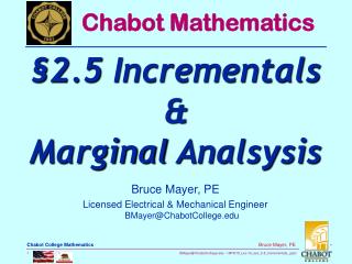 Bruce Mayer, PE Licensed Electrical &amp; Mechanical Engineer BMayer@ChabotCollege