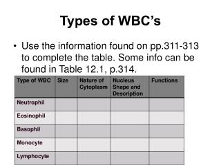 Types of WBC’s