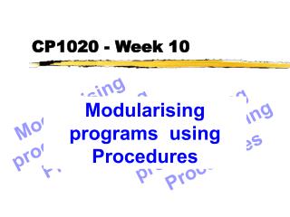 CP1020 - Week 10