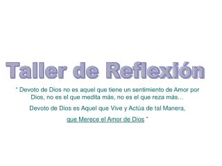 Taller de Reflexión