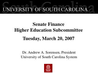 Senate Finance Higher Education Subcommittee Tuesday, March 20, 2007