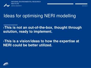 Ideas for optimising NERI modelling