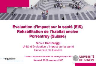 Evaluation d’impact sur la santé (EIS) Réhabilitation de l’habitat ancien Porrentruy (Suisse)