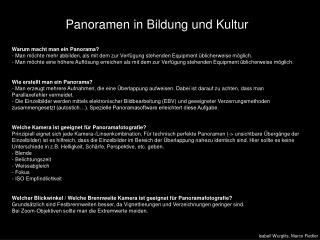 Panoramen in Bildung und Kultur