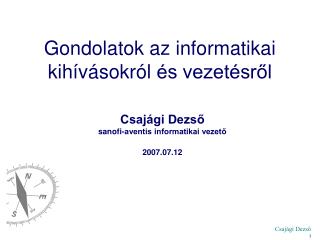 Gondolatok az informatikai kihívásokról és vezetésről