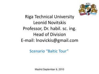 Scenario “Baltic Tour”