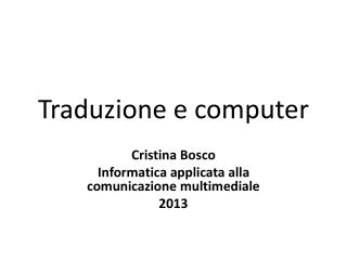 Traduzione e computer