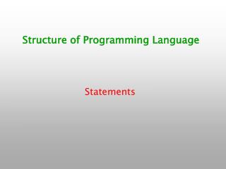 Structure of Programming Language