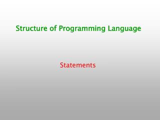 Structure of Programming Language