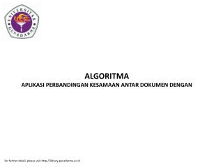 ALGORITMA APLIKASI PERBANDINGAN KESAMAAN ANTAR DOKUMEN DENGAN