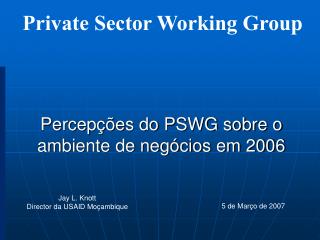 Percepções do PSWG sobre o ambiente de negócios em 2006