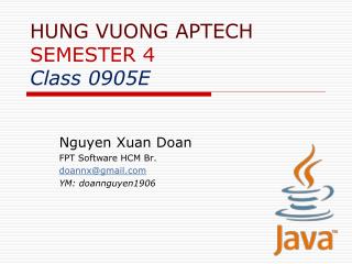 HUNG VUONG APTECH SEMESTER 4 Class 0905E