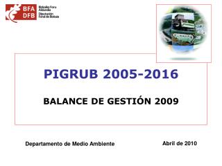 PIGRUB 2005-2016 BALANCE DE GESTIÓN 2009