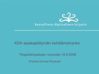 KDK-asiakasliittymän kehittämishanke