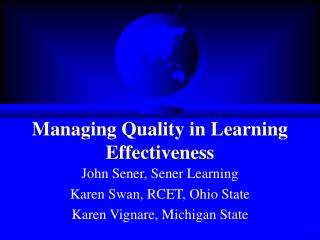 Managing Quality in Learning Effectiveness
