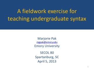 A fieldwork exercise for teaching undergraduate syntax