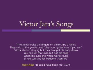 Victor Jara’s Songs