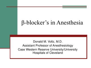 β -b locker’s in Anesthesia