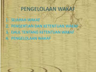 PENGELOLAAN WAKAF