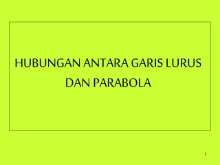 HUBUNGAN ANTARA GARIS LURUS DAN PARABOLA