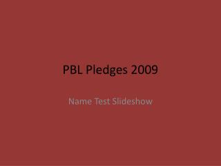 PBL Pledges 2009