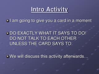 Intro Activity