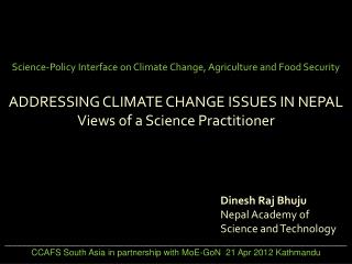 Science-Policy Interface on Climate Change, Agriculture and Food Security