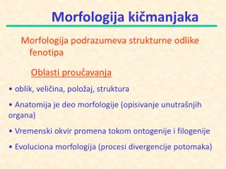 M orfologij a podrazumeva strukturne odlike fenotipa