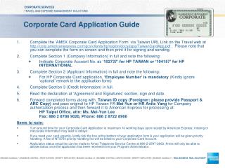 Corporate Card Application Guide