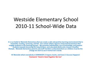 Westside Elementary School 2010-11 School-Wide Data