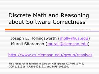 Discrete Math and Reasoning about Software Correctness