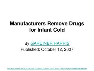 Manufacturers Remove Drugs for Infant Cold