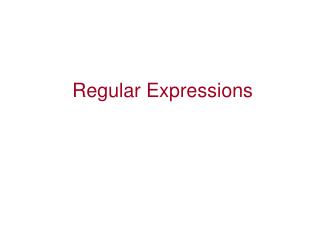 Regular Expressions