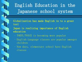 English Education in the Japanese school system