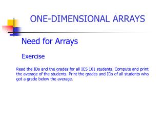 Need for Arrays Exercise