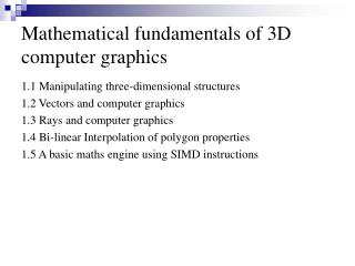 Mathematical fundamentals of 3D computer graphics