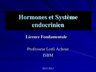 Hormones et Système endocrinien