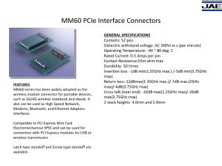 MM60 PCIe Interface Connectors