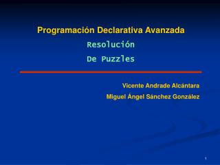 Programación Declarativa Avanzada Resolución De Puzzles