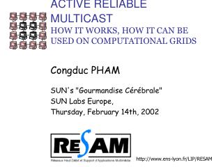 ACTIVE RELIABLE MULTICAST HOW IT WORKS, HOW IT CAN BE USED ON COMPUTATIONAL GRIDS