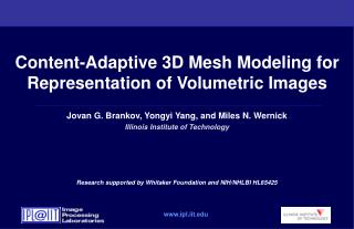 Content-Adaptive 3D Mesh Modeling for Representation of Volumetric Images