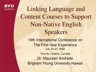 Linking Language and Content Courses to Support Non-Native English Speakers