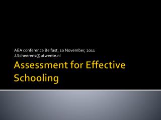 Assessment for Effective Schooling
