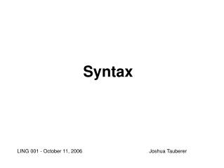 Syntax